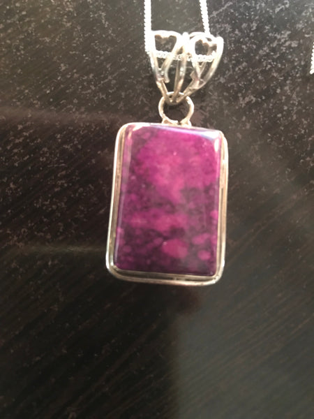 Natural Siberian Charoite Sterling Silver Pendant Omega Necklace
