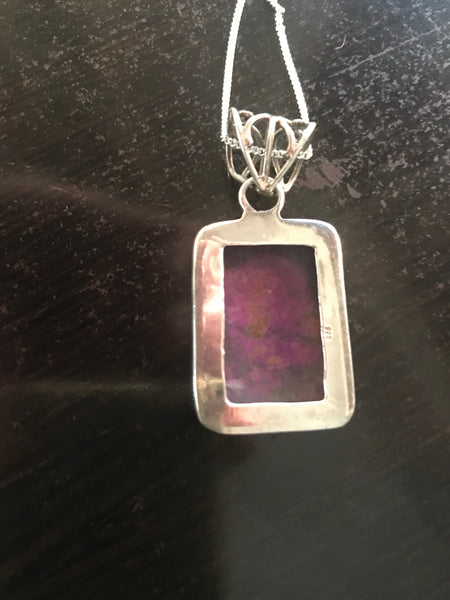 Natural Siberian Charoite Sterling Silver Pendant Omega Necklace