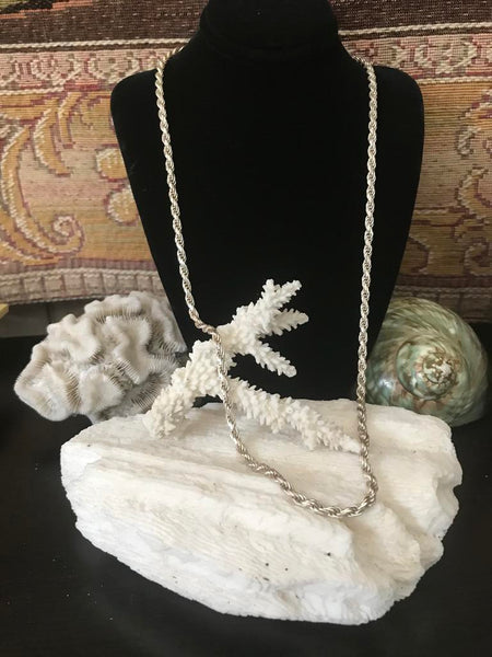 Classic Italy Sterling Silver Rope Chain Necklace 22"