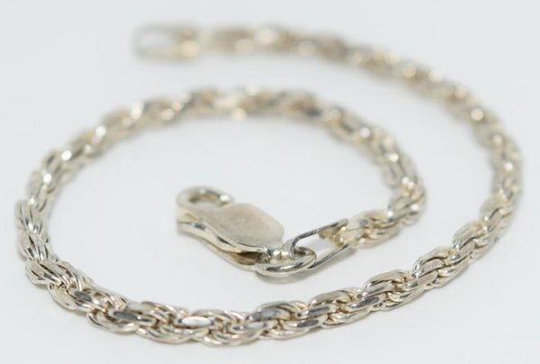 Classic Italy Sterling Rope Chain Bracelet 7"