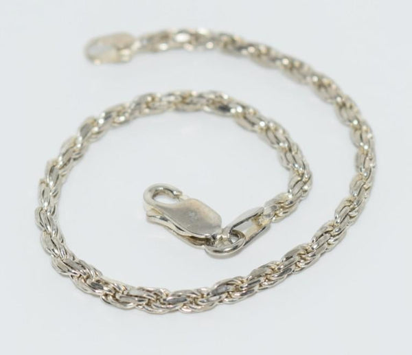 Classic Italy Sterling Rope Chain Bracelet 7"