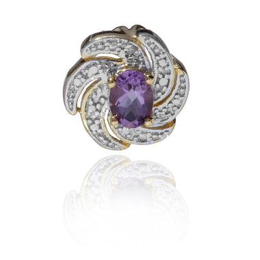 Diamond & Amethyst Pendant with 18" Chain