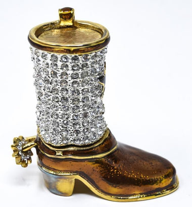 Enamel & Rhinestone Cowboy Boot in Decorative Box