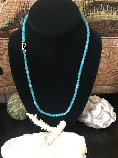 Faceted Aqua Blue Topaz & Sterling Necklaces