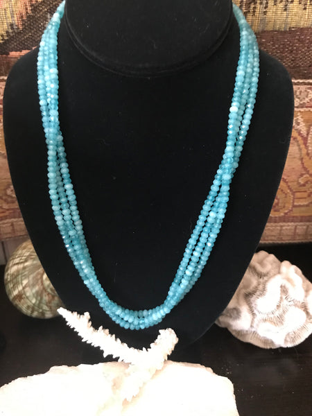 Faceted Aqua Blue Topaz & Sterling Necklaces