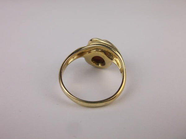Designer Gold Over Sterling Genuine Amber Claw Ring Size 7.5