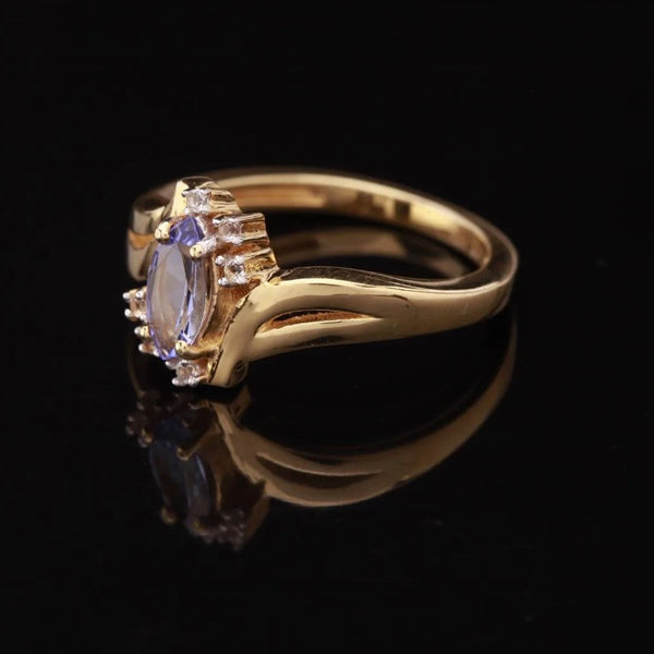 Gold Vermeil Marquise Cut Tanzanite & Topaz Ring Size 8