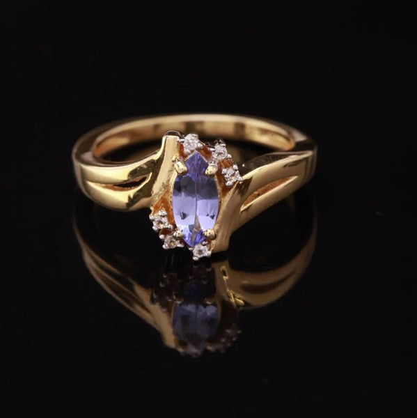 Gold Vermeil Marquise Cut Tanzanite & Topaz Ring Size 8