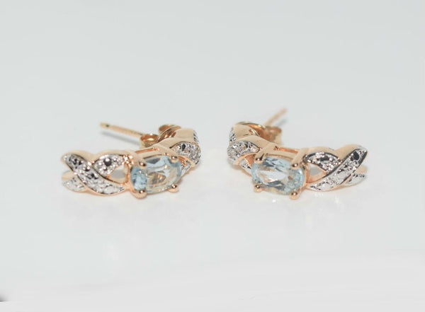 Yellow Gold Over Sterling Silver Topaz & Diamond Earrings