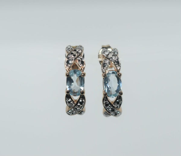 Yellow Gold Over Sterling Silver Topaz & Diamond Earrings