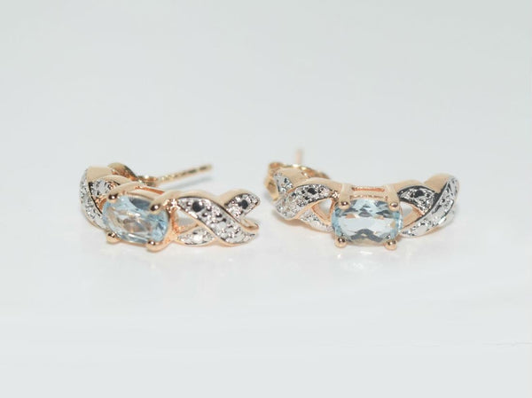 Yellow Gold Over Sterling Silver Topaz & Diamond Earrings