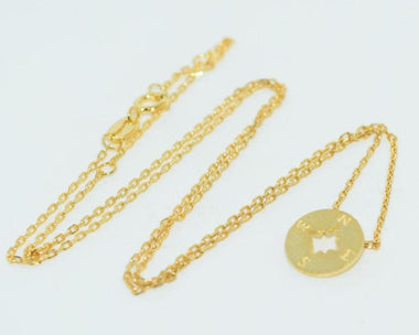 Gold over Sterling Dainty Compass 18" Necklace