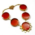 Handmade Large Carnelian Gemstone Gold Plated Necklace 18"