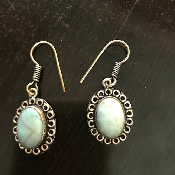 Natural Dominican Larimar Gemstone 18" Necklace & Earrings Set