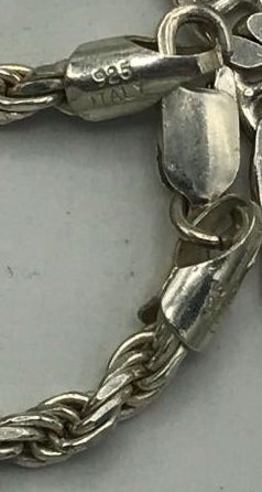 Classic Italy Sterling Silver Rope Chain Necklace 22"