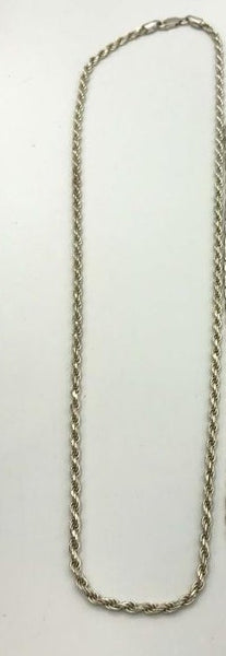 Classic Italy Sterling Silver Rope Chain Necklace 22"