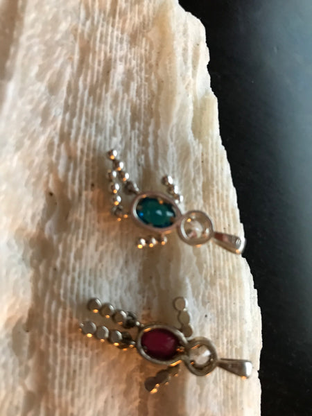 Sterling Silver July & December Child Birthstone Pendants