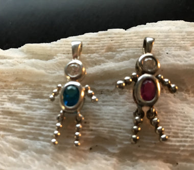 Sterling Silver Child July & December Birthstone Pendants