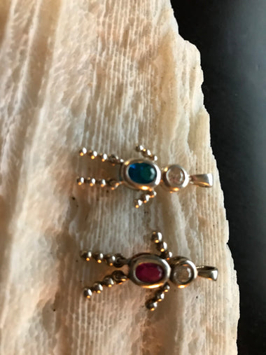 Sterling Silver July & December Child Birthstone Pendants