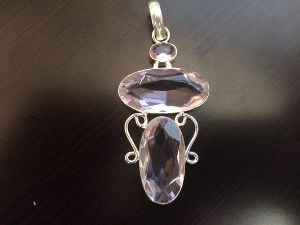 925 Sterling Silver Pink Kunzite Gemstone of Emotion Pendant