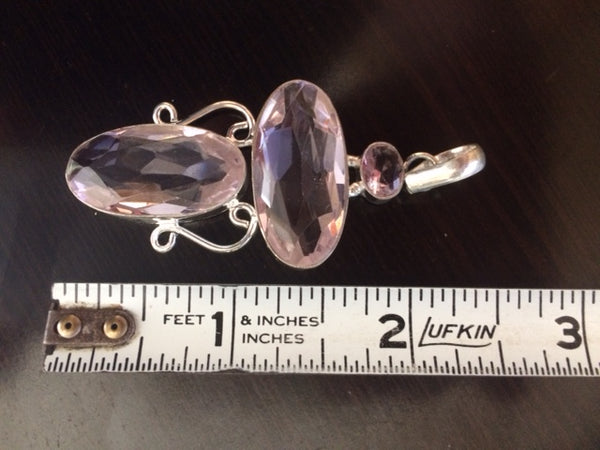 925 Sterling Silver Pink Kunzite Gemstone of Emotion Pendant