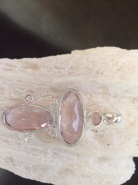 925 Sterling Silver Pink Kunzite Gemstone of Emotion Pendant