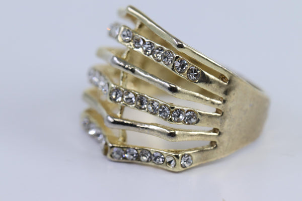 Gold over Silver Cubic Zirconia Studded Ring Size 7.75