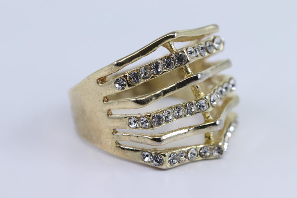 Gold over Silver Cubic Zirconia Studded Ring Size 7.75
