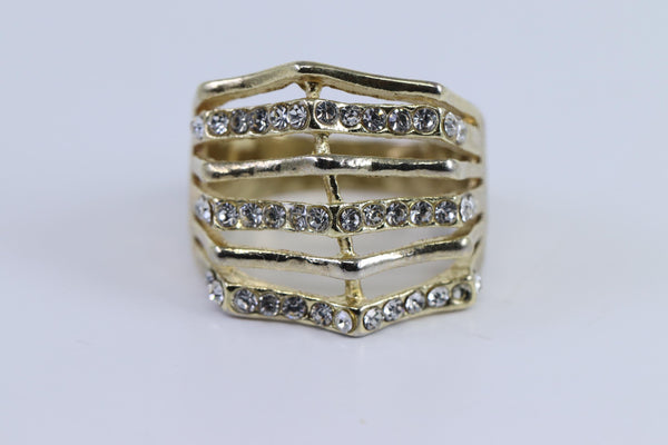 Gold over Silver Cubic Zirconia Studded Ring Size 7.75