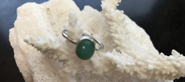 925 Ladies Sterling Silver Vintage Jade Ring Size 6.5
