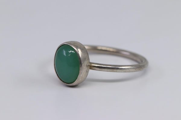 925 Ladies Sterling Silver Vintage Jade Ring Size 6.5