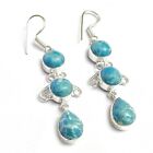 Larimar Royal Design Gemstone Dangle Earrings