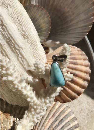 Larimar Sterling  Triangular Pendant Necklace