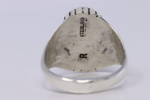 Navajo Handmade Sterling Silver Malachite Ray Jack Size 13 Ring