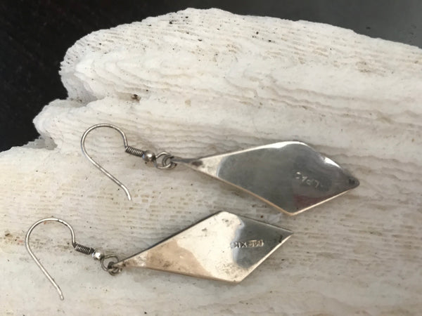Mexican Sterling Silver Inlaid Quadrilateral Triangle Earrings