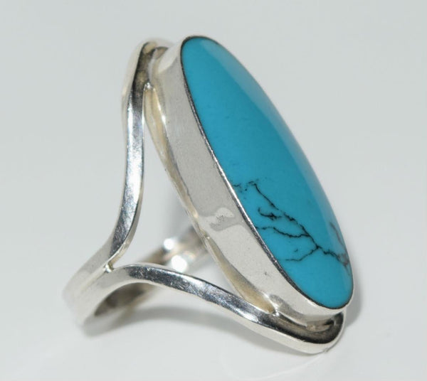 Vintage Mexican Sterling Silver Ceruleite Ring Size 7.25