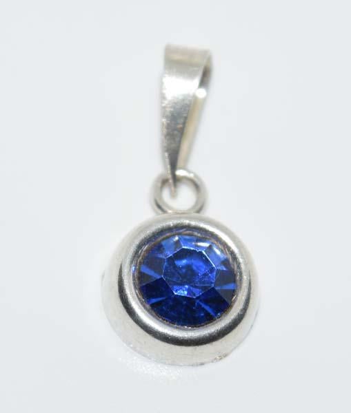 Mexico Sterling Silver Blue Rhinestone & Green Heart CZ Pendants