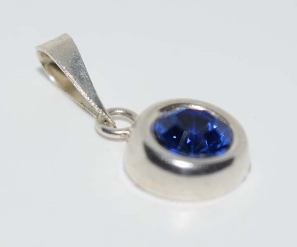 Mexico Sterling Silver Blue Rhinestone & Green Heart CZ Pendants