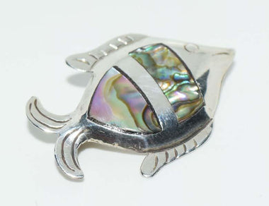 Taxco Mexico Sterling Silver Abalone Fish Brooch Pin