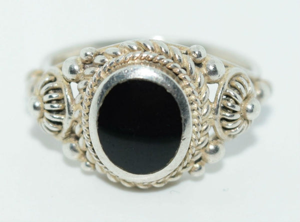 Mexico Sterling Enamel Rope Design Ring Size 6