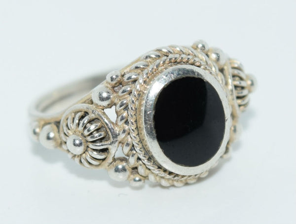 Mexico Sterling Enamel Rope Design Ring Size 6