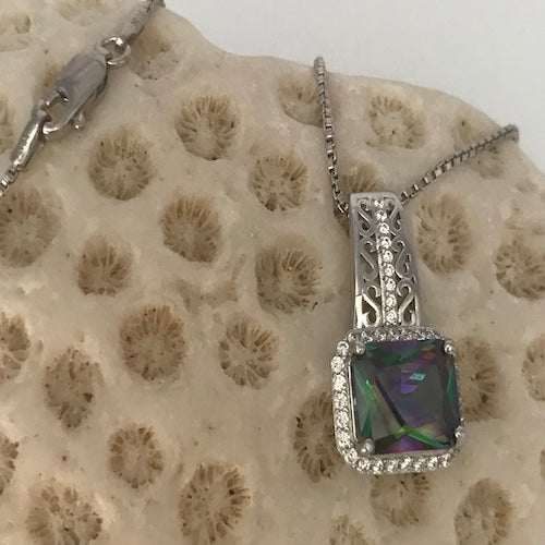 Radiant Cut 4.35 ct Mystic Topaz Pendant Necklace