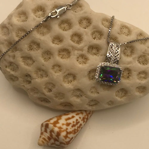 Radiant Cut 4.35 ct Mystic Topaz Pendant Necklace