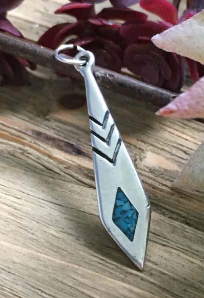 Native American Sterling Silver Turquoise Pendant