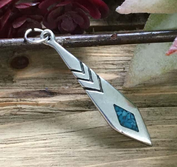 Native American Sterling Silver Turquoise Pendant