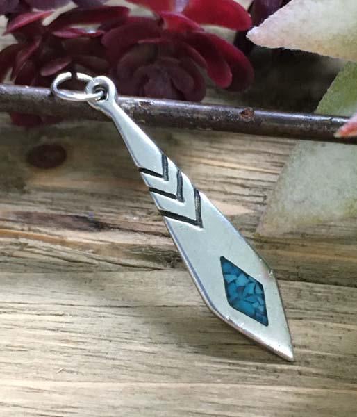 Native American Sterling Silver Turquoise Pendant