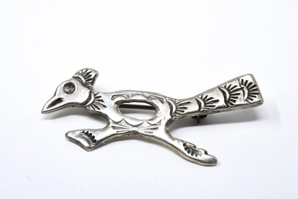 Native American Sterling Silver Roadrunner Pin