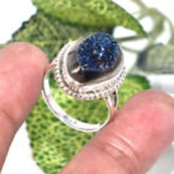 Blue Druzy Ring
