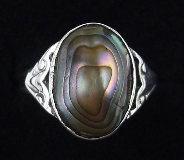 Navajo Vintage Sterling Silver Abalone Ring Size 4