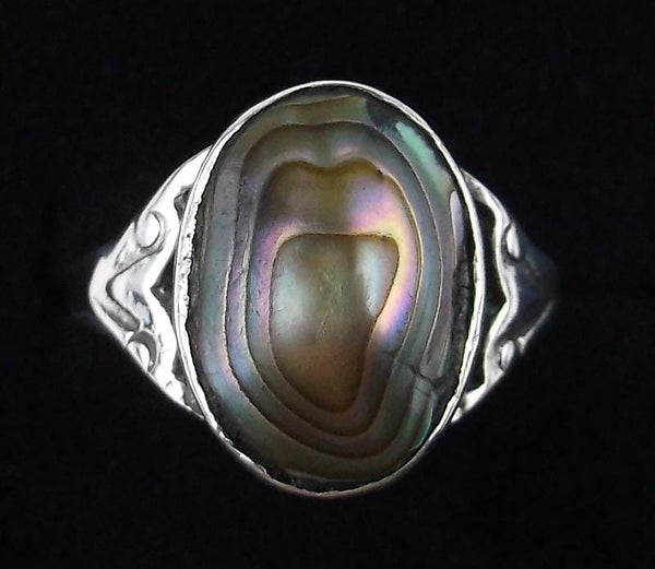 Navajo Vintage Sterling Silver Abalone Ring Size 4